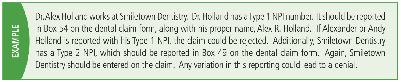 NPI dental claim form example eAssist Practice Booster